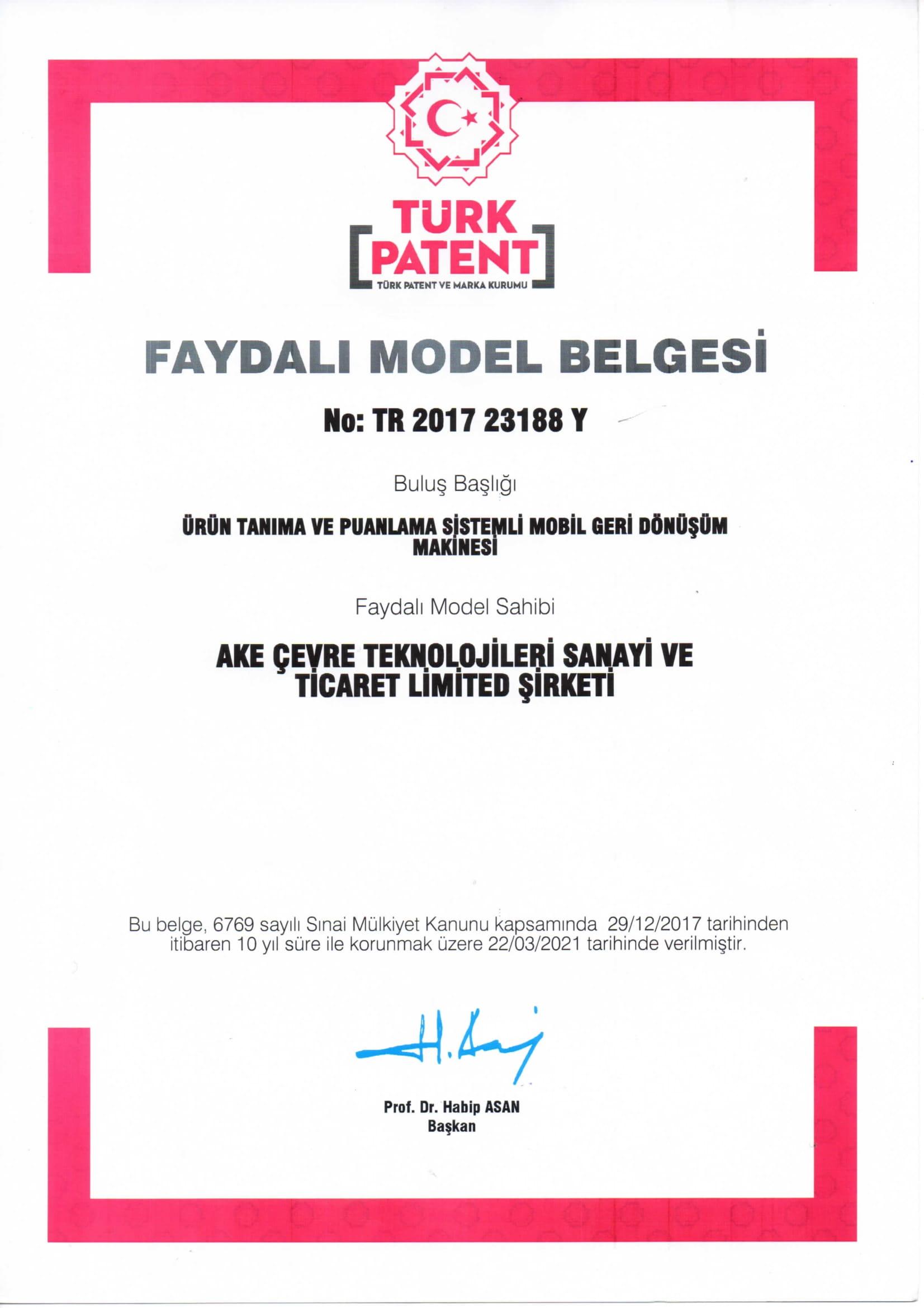 Faydalı Model Belgesi 2007