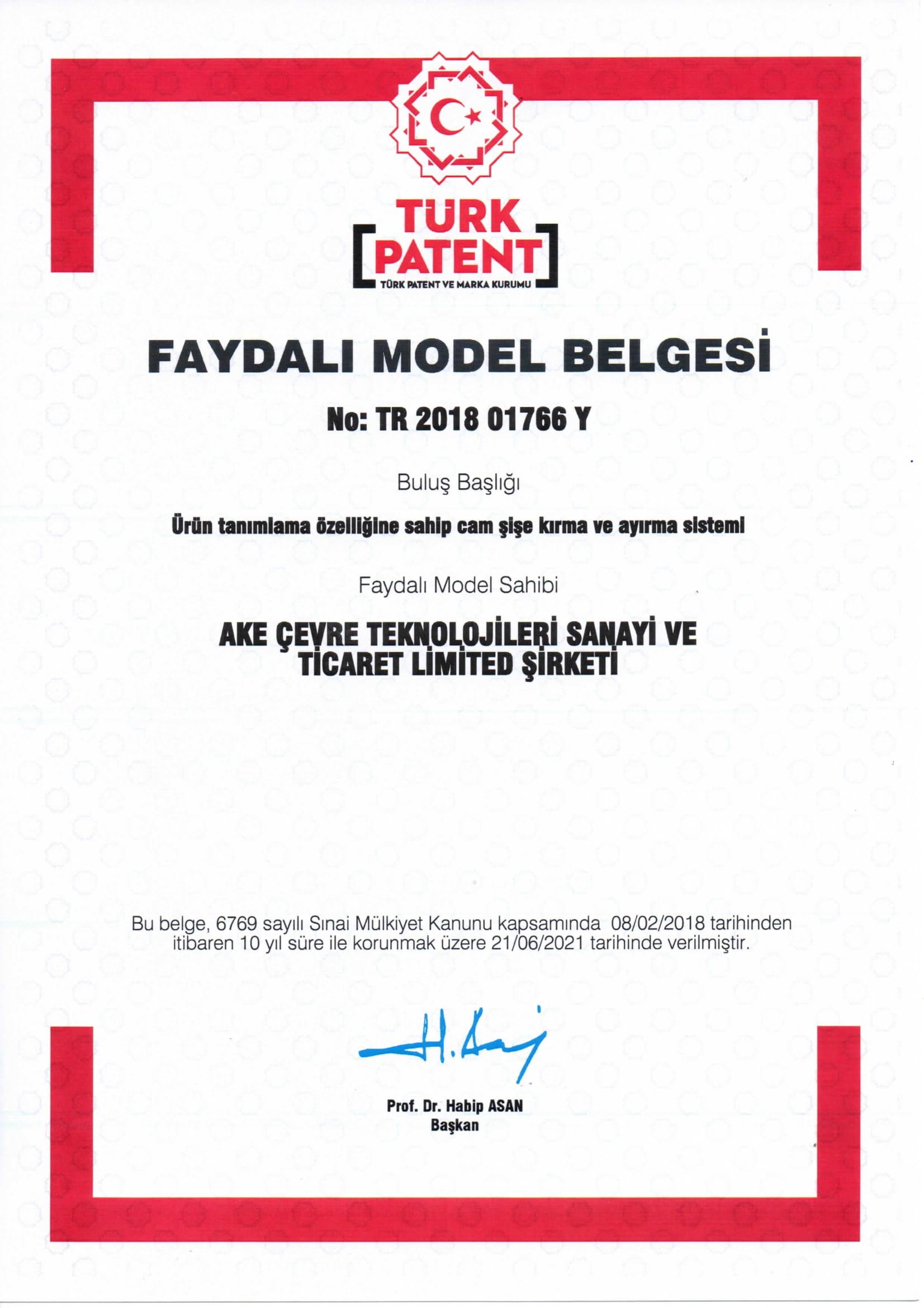 Faydalı Model Belgesi 2018